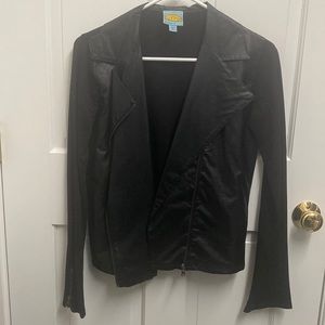 C & C California Mixed Media Faux Leather Zip Jacket Size XS